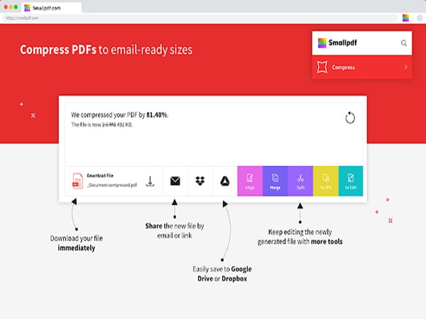 Phần mềm giảm dung lượng pdf online: SmallPDF