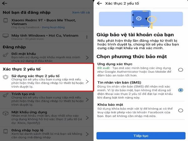 Thông tin tạo bảo mật 2 lớp cho Facebook